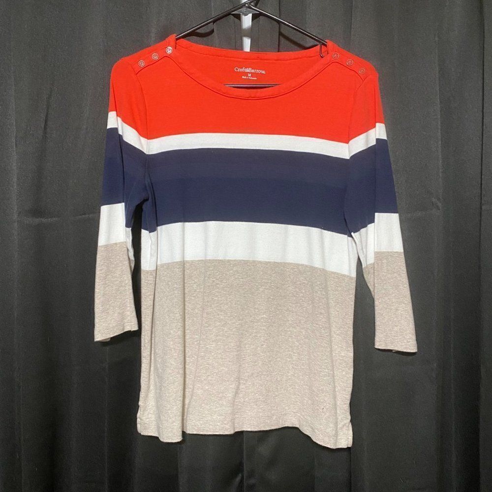 Croft & Barrow orange/blue/creame long sleeve